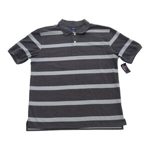 Bugle Boy Polo L Grey Striped Collared Short‎ Sleeve